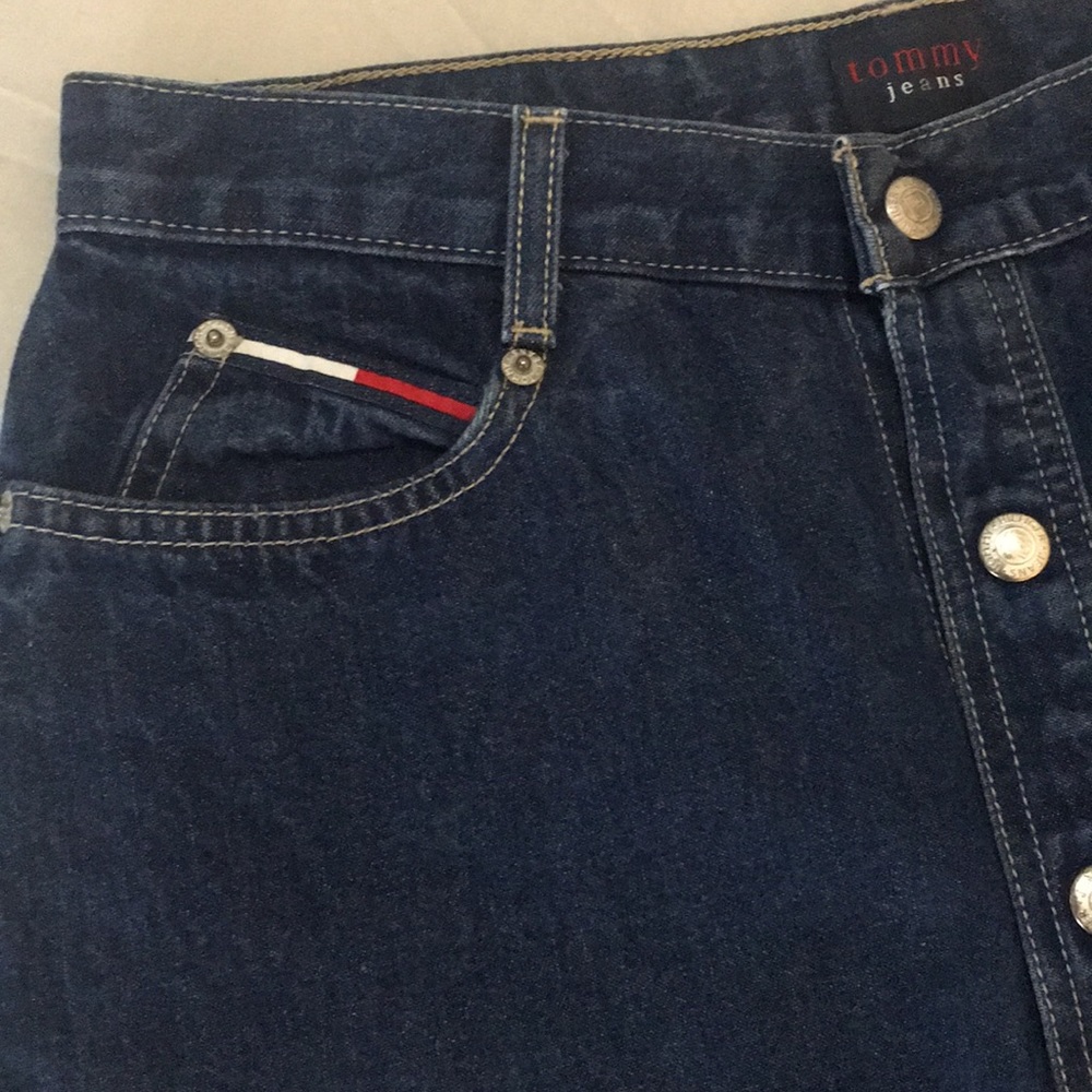 Y2K Tommy Jeans Button Front Denim Skirt - Picture 3 of 14